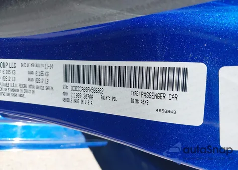 2015 Chrysler 200 Limited z USA, uszkodzony, nr VIN 1C3CCCAB0FN588262